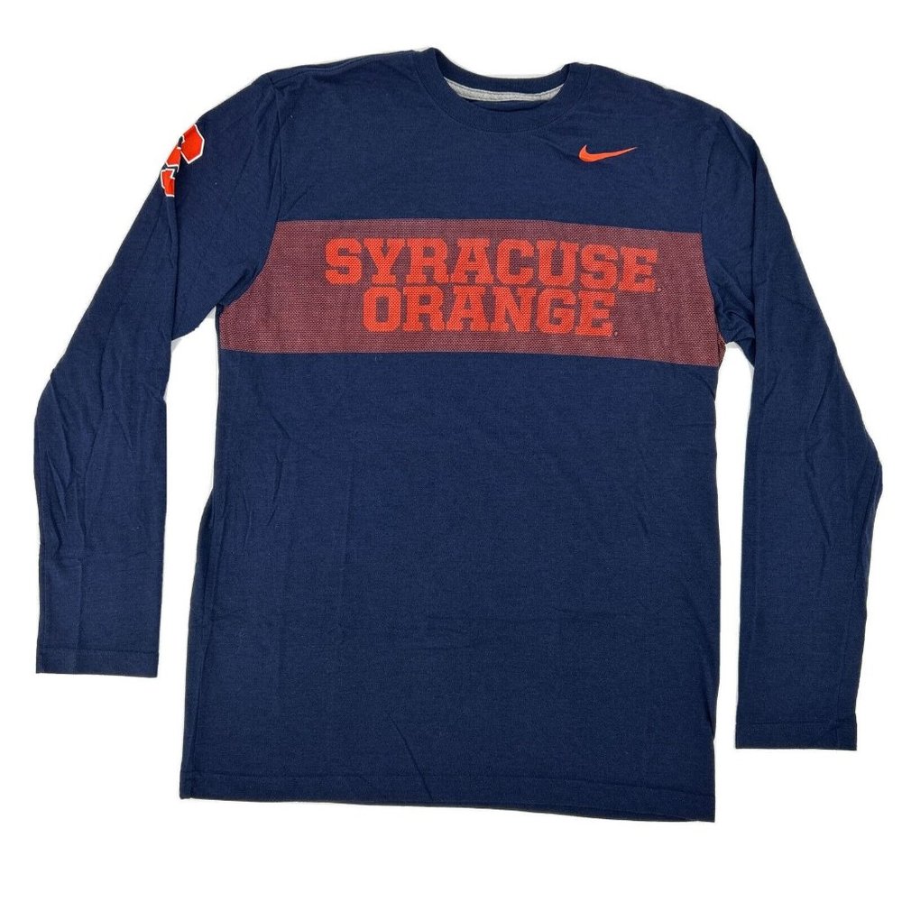 Syracuse Orange Shirt Men's L Blue Nike‎ Regular Fit Long Sleeve Crew Neck